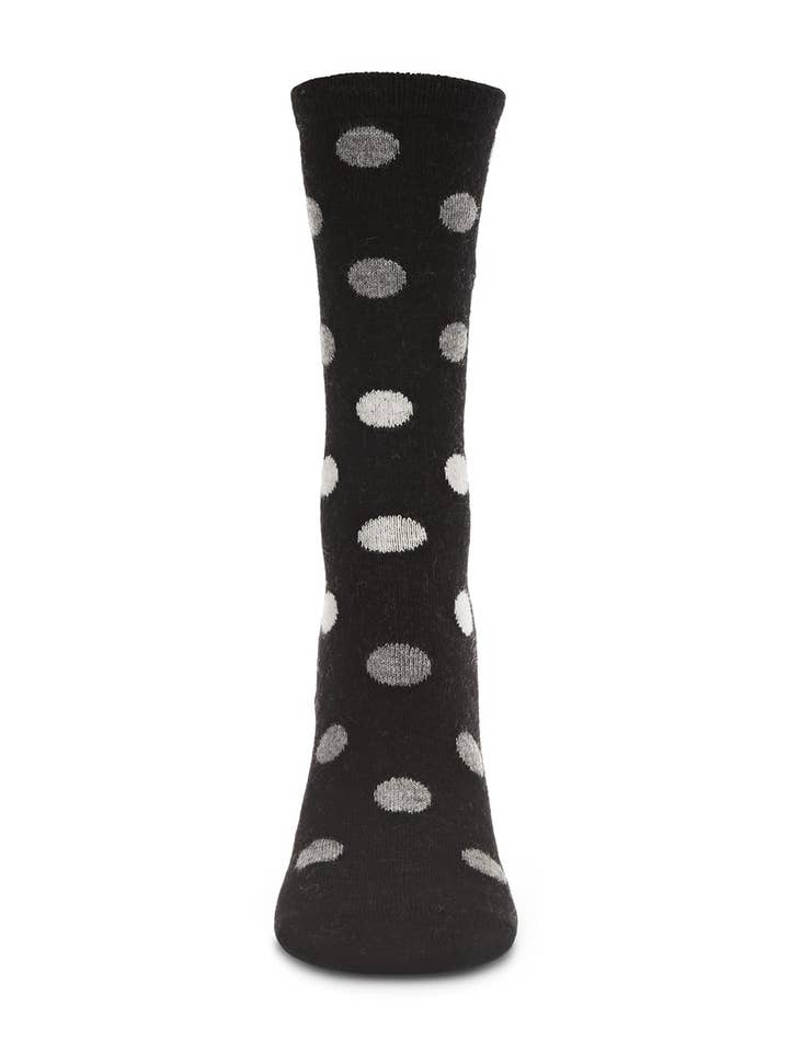 BLACK MULTI DOT CASHMERE CREW SOCKS
