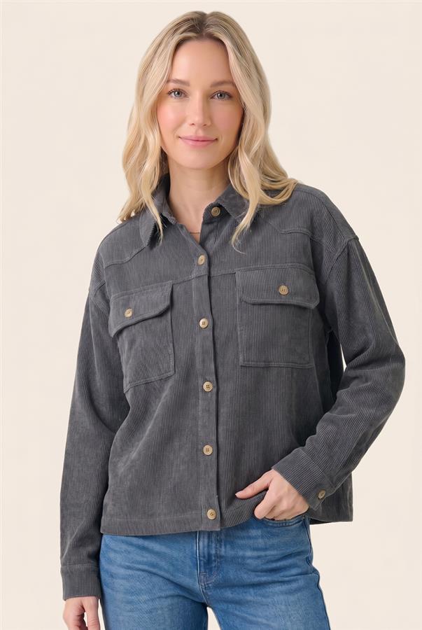 CHARCOAL CORDUROY SHACKET