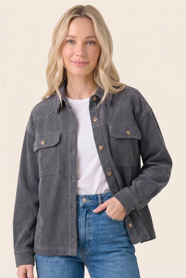 CHARCOAL CORDUROY SHACKET