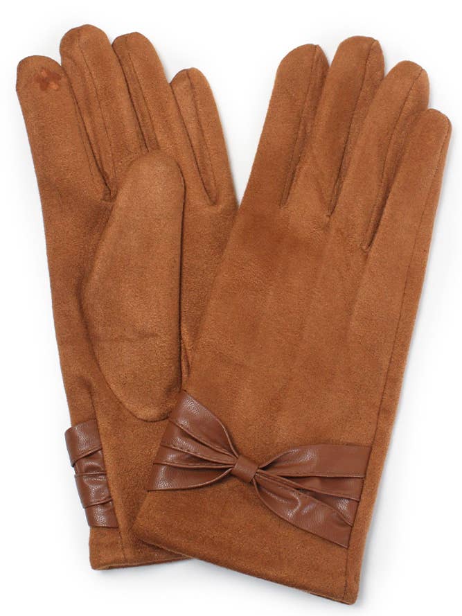 PUMPKIN BOW FAUX SUEDE GLOVES