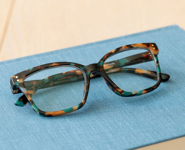 OCTAVIA TEAL BOTANICAL BLUE LIGHT READING GLASSES
