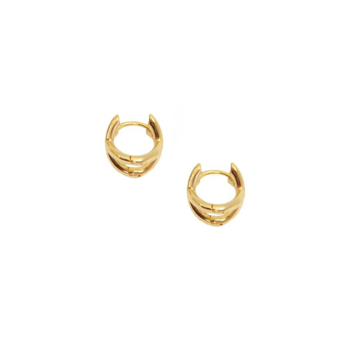 GOLD CRISS CROSS HUGGIE HOOP EARRINGS
