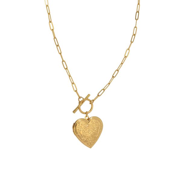 GOLD HEART TOGGLE LOCKET NECKLACE
