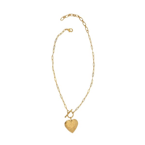 GOLD HEART TOGGLE LOCKET NECKLACE