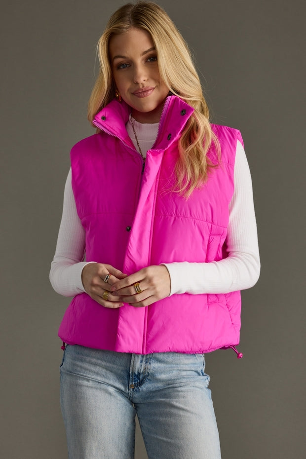 BRIGHT PINK PUFFER VEST
