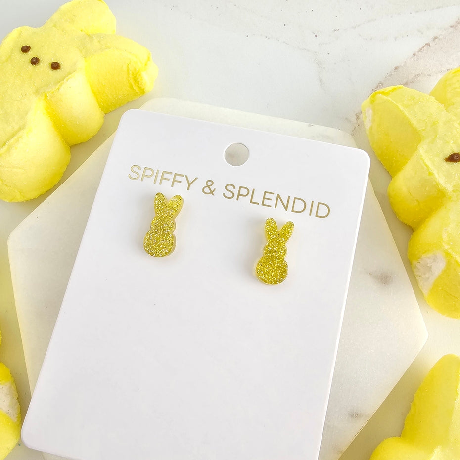 YELLOW GLITTER BUNNY EARRINGS
