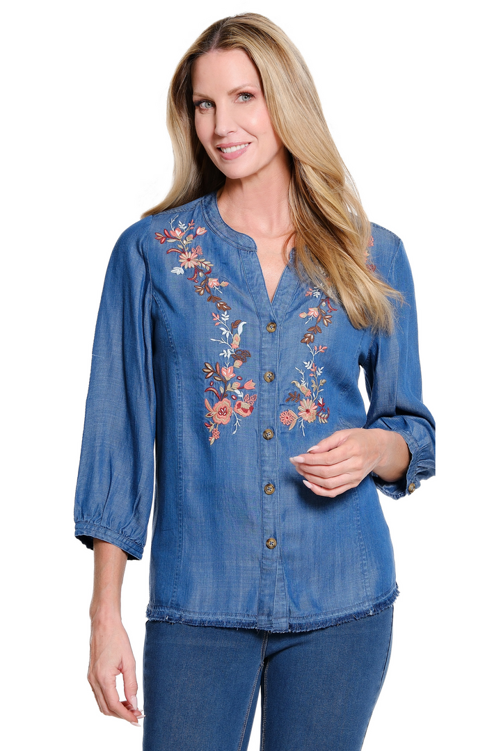 CLAUDIA FRINGE HEM BUTTON FRONT SHIRT
