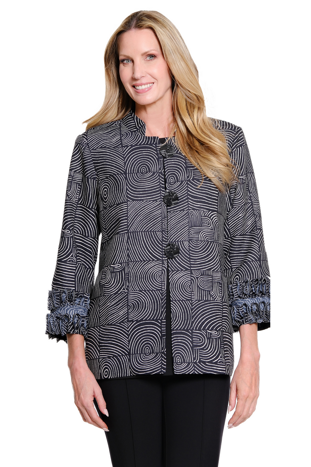SALLY STAND COLLAR 3/4 SLEEVE JACKET
