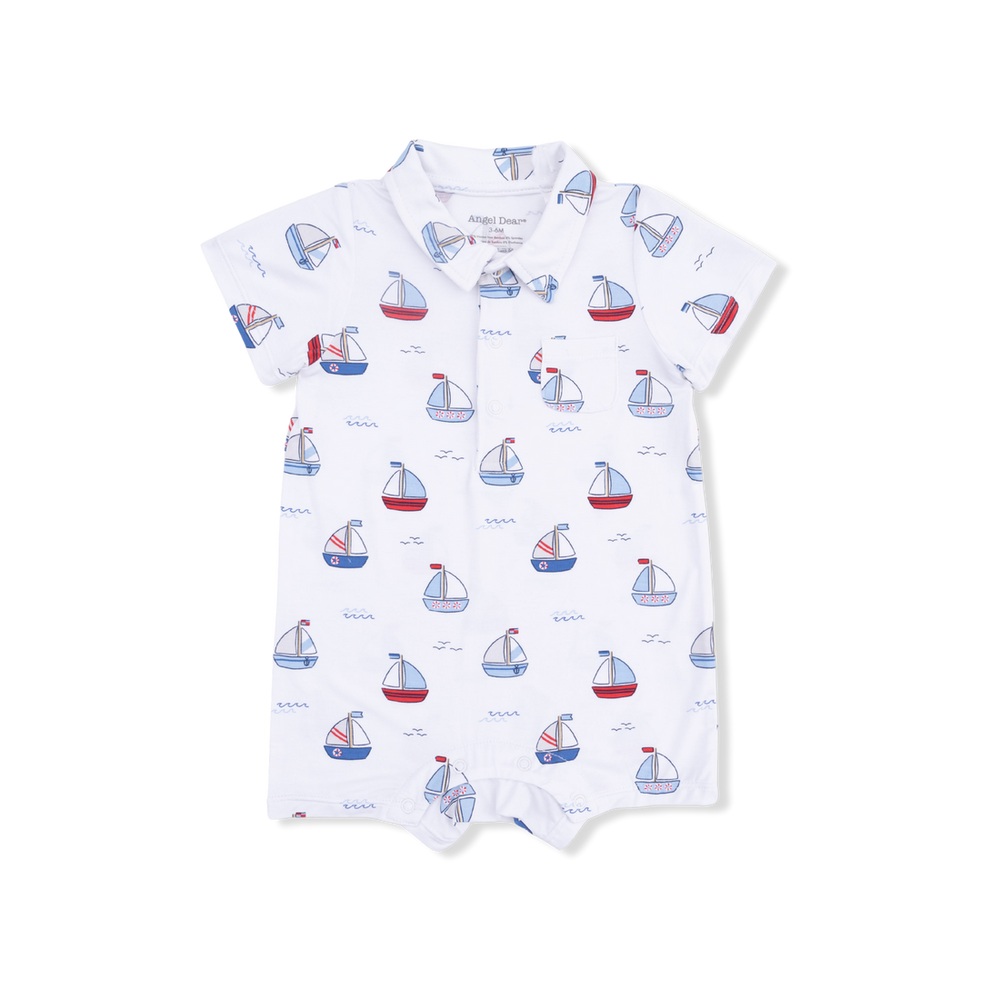 BLUE BUBBLY SAILBOATS POLO SHORTIE
