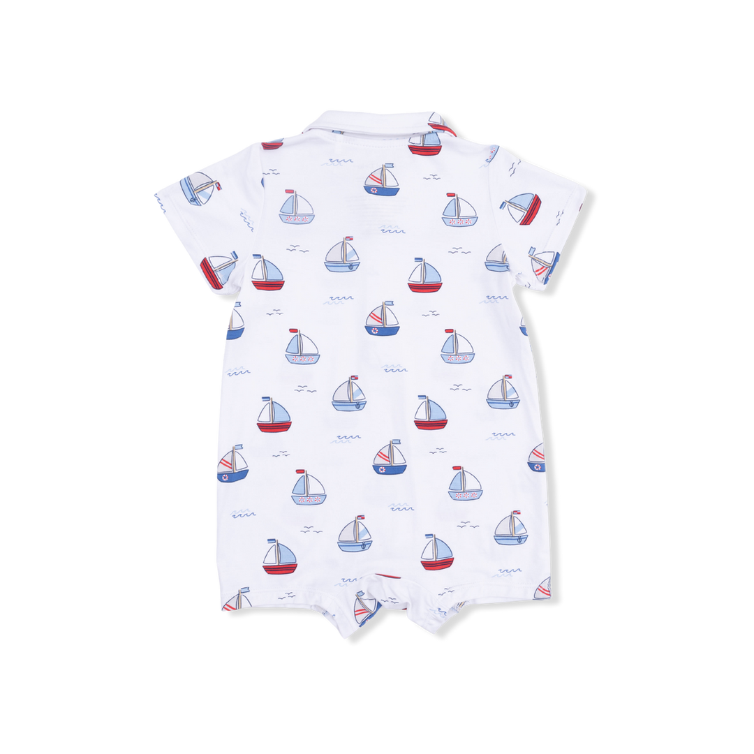 BLUE BUBBLY SAILBOATS POLO SHORTIE