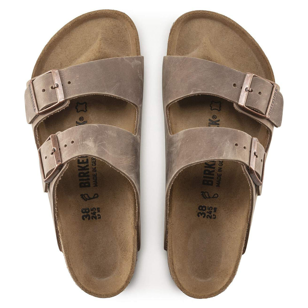 ARIZONA TOBACCO BROWN OILED LEATHER SANDALS