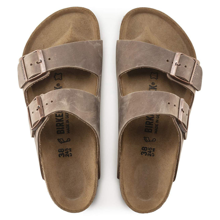 ARIZONA TOBACCO BROWN OILED LEATHER SANDALS
