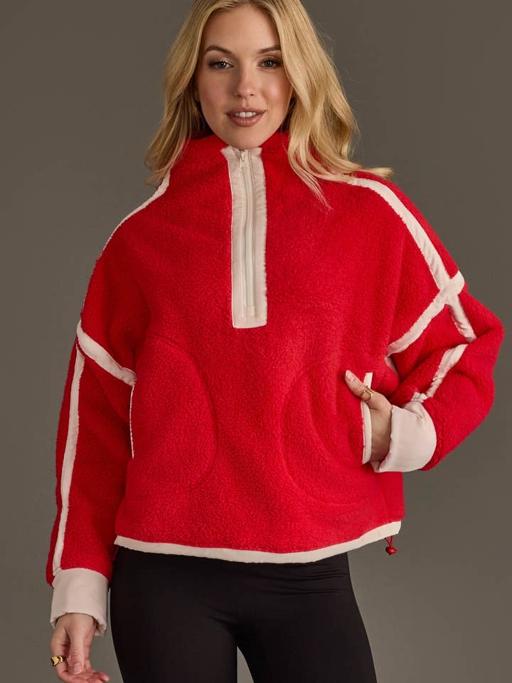RED SHERPA FLEECE HALF ZIP
