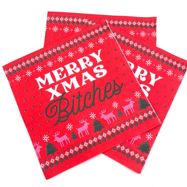 MERRY X-MAS B*TCHES HOLIDAY COCKTAIL NAPKINS
