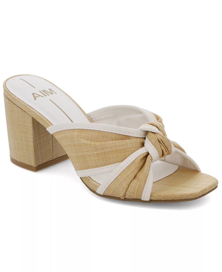 HANIA RAFFIA KNOTTED BLOCK HEEL SANDAL
