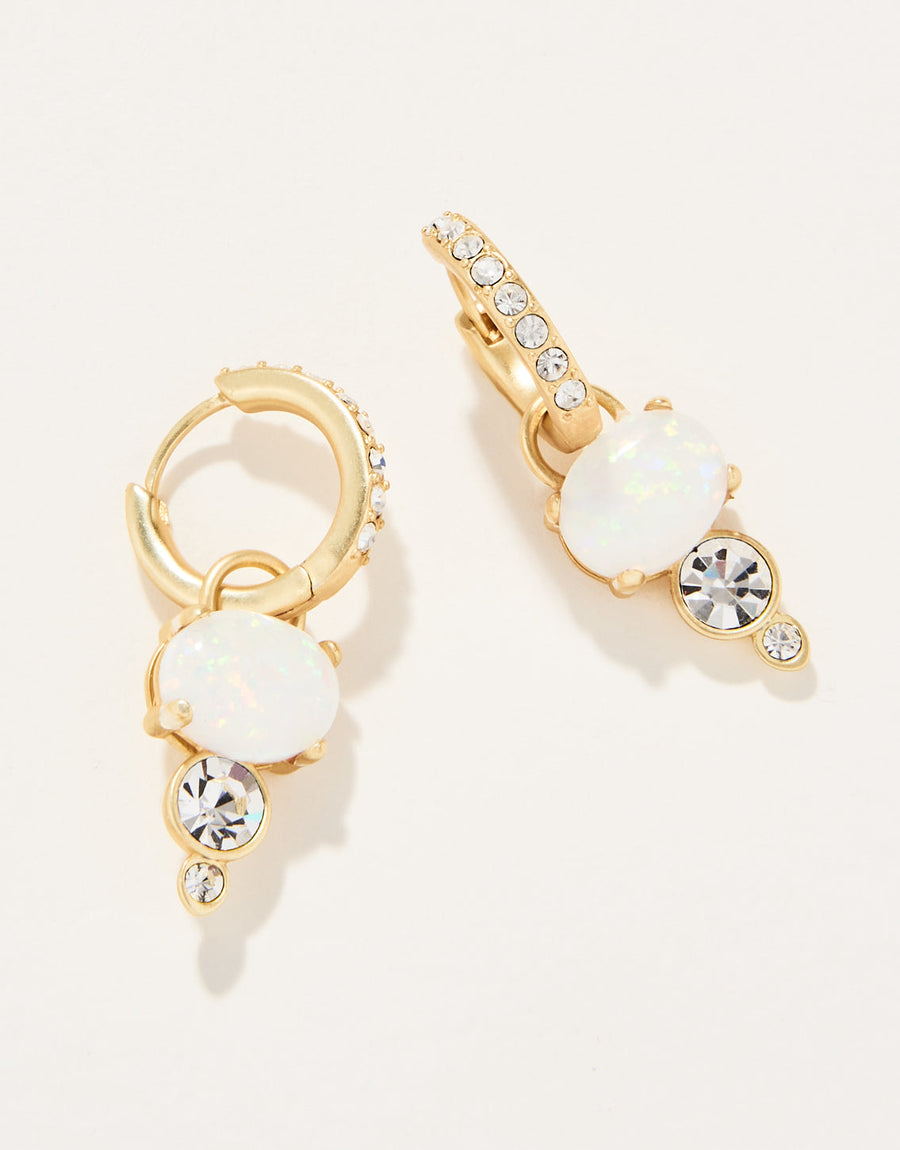 OPALINE DROP HOOP CRYSTAL EARRINGS
