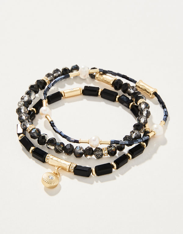 BLACK SPARKLE STRETCH BRACELET STACK
