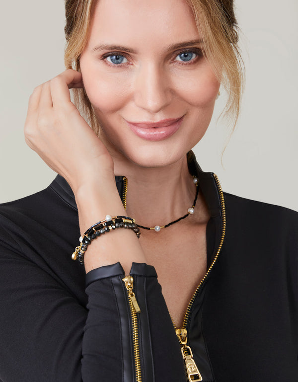 BLACK SPARKLE STRETCH BRACELET STACK