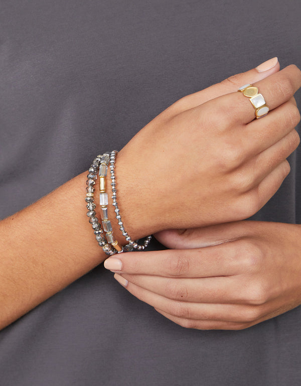 SILVER SPARKLE STRETCH BRACELET STACK