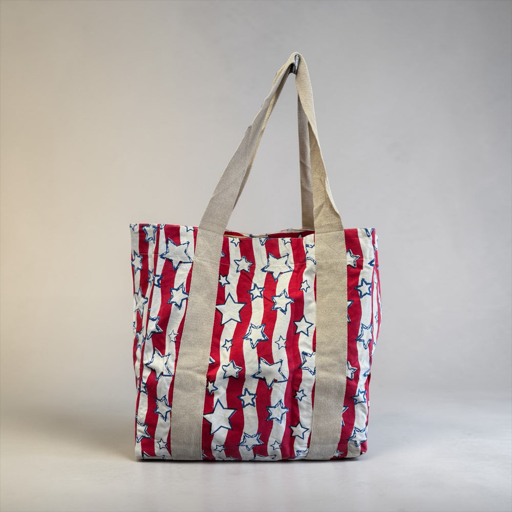 DOOR COUNTY STARS & STRIPES TOTE BAG
