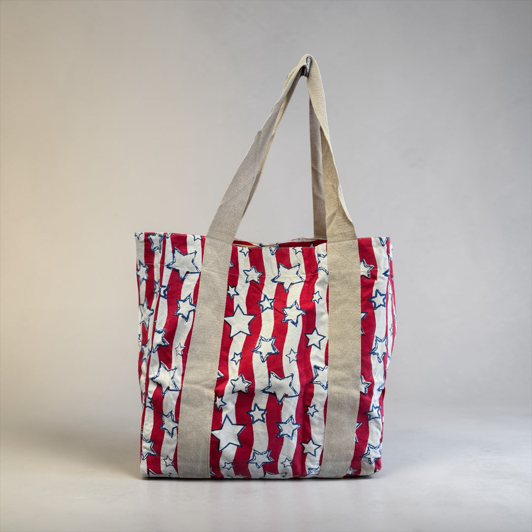 DOOR COUNTY STARS & STRIPES TOTE BAG