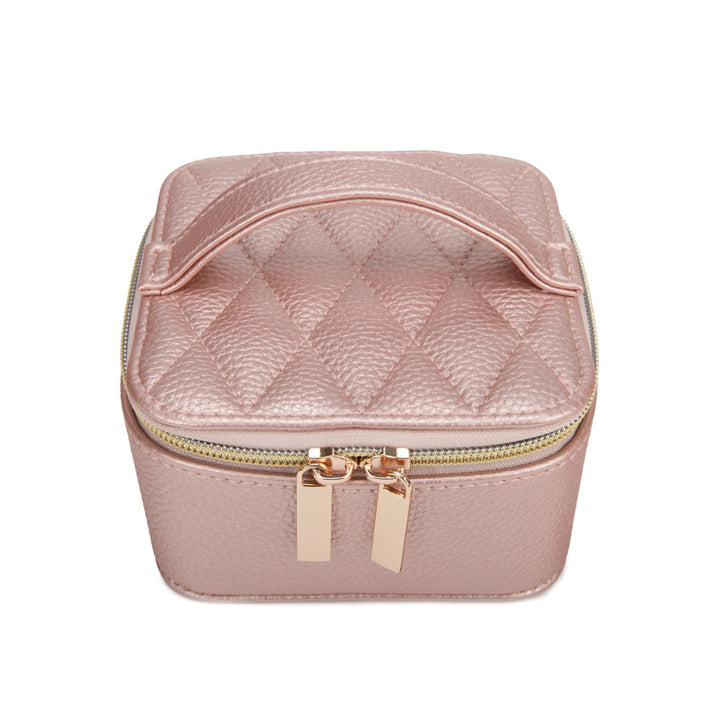 PINK  LEAH QUILTED TRAVEL JEWELRY CASE