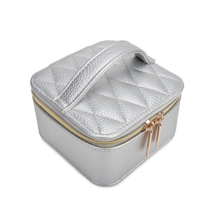 SILVER LEAH QUILTED TRAVEL JEWELRY CASE