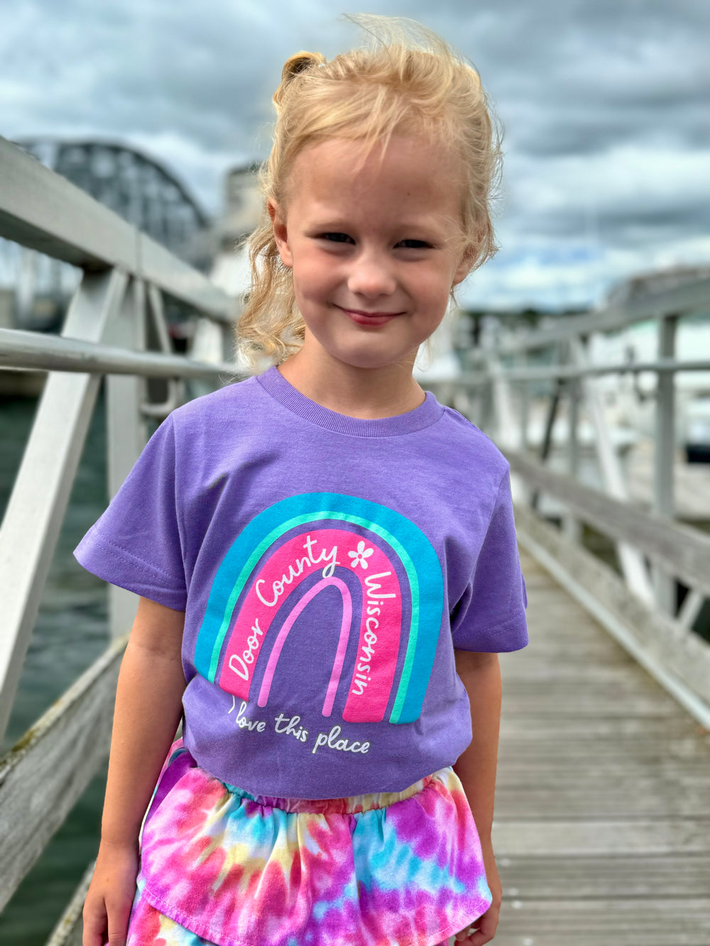 KIDS DOOR COUNTY RAINBOW LAVENDER TEE
