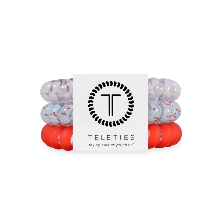 BASKET OF CHERRIES LARGE SPIRAL HAIR TIES