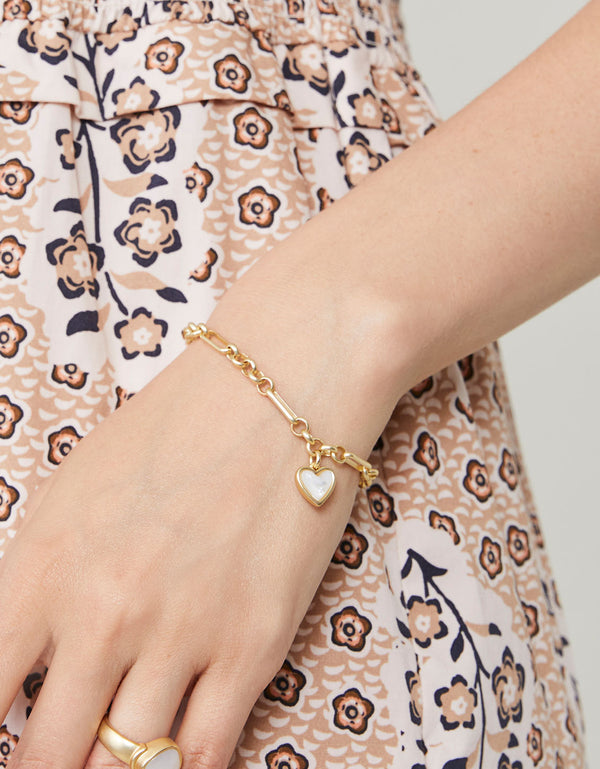FULL HEART MOTHER OF PEARL BRACELET