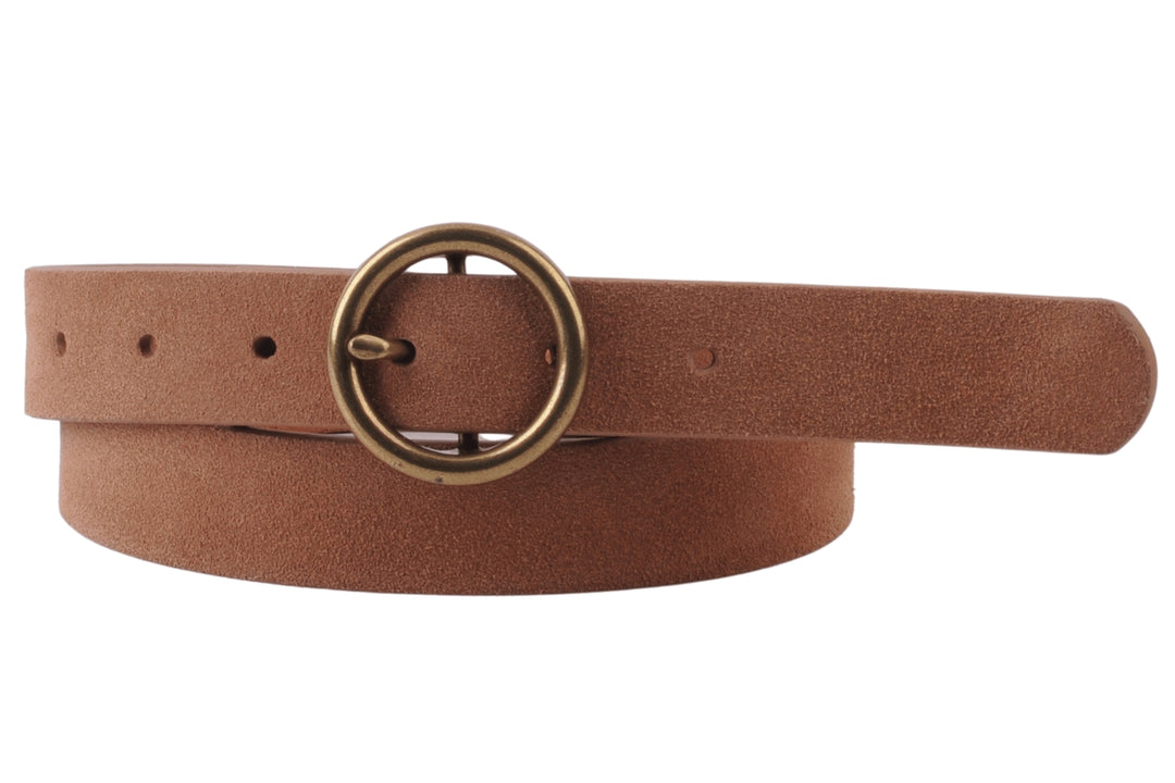 CAMEL SUEDE BRASS BUCKLE 1" BELT