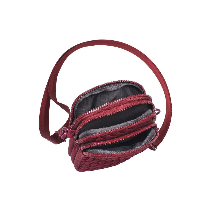 WINE DIVIDE & CONQUER WOVEN CROSSBODY BAG