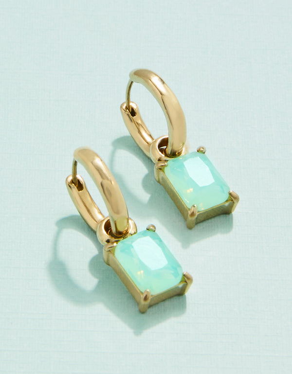 SEA FOAM EMERALD DROP CONVERTIBLE HOOP EARRINGS