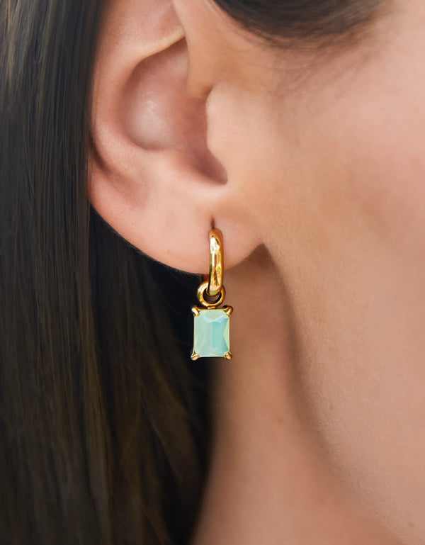 SEA FOAM EMERALD DROP CONVERTIBLE HOOP EARRINGS