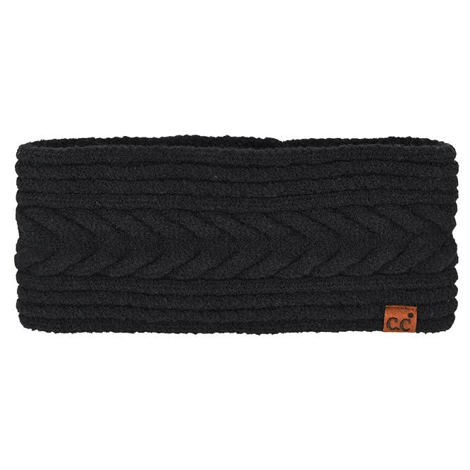 BLACK CABLE KNIT HEADBAND
