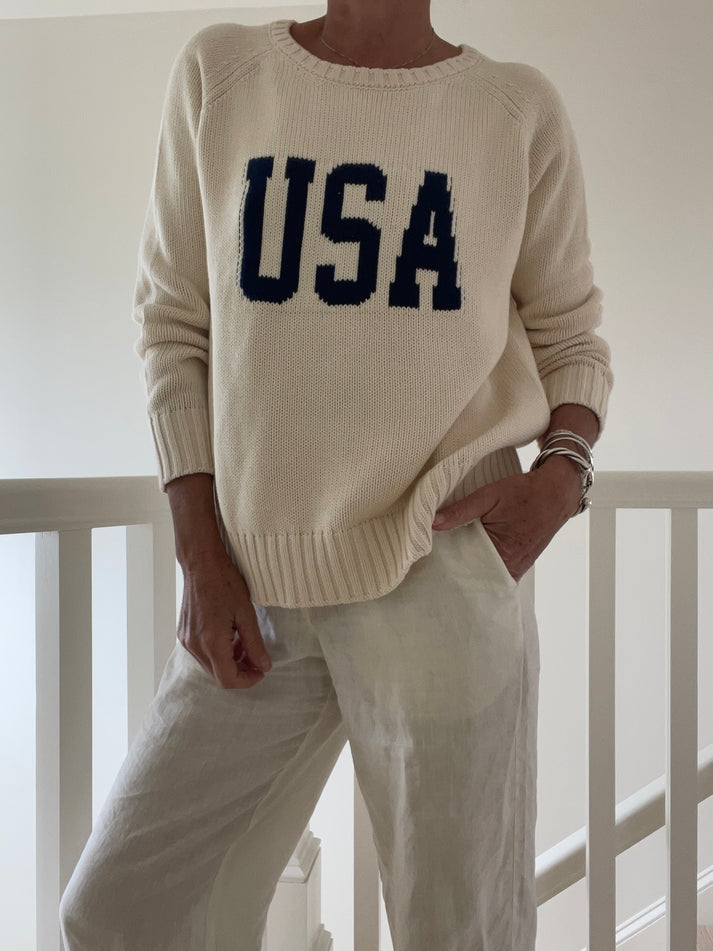 CREAM USA CAMPUS COTTON SWEATER