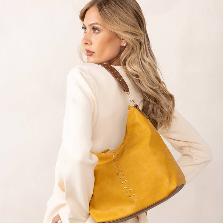 EMERY MUSTARD SLOUCHY HOBO BAG