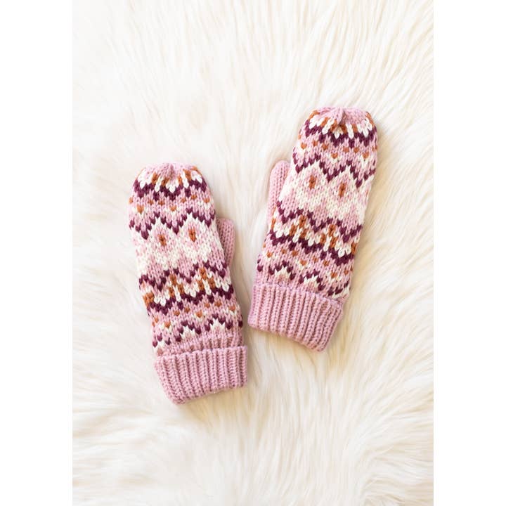 PINK, IVORY & WINE MITTENS