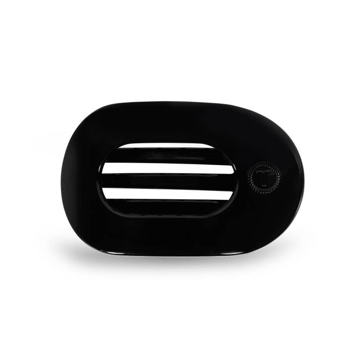 Jet Black Small Flat Round Hair Clip