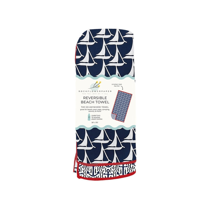 SAILBOATS & ANCHORS REVERSIBLE ECO BEACH TOWEL