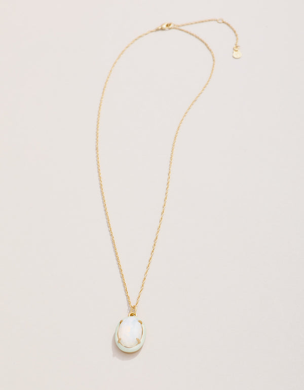 CLARA OVAL WHITE OPAL 18" NECKLACE