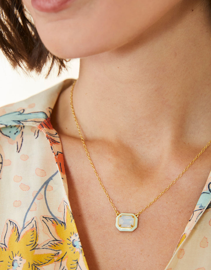 CLARA WHITE OPAL WINDOW NECKLACE