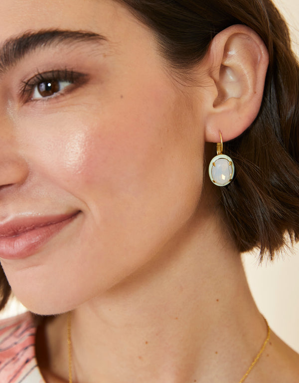 CLARA OVAL WHITE OPAL EARRINGS