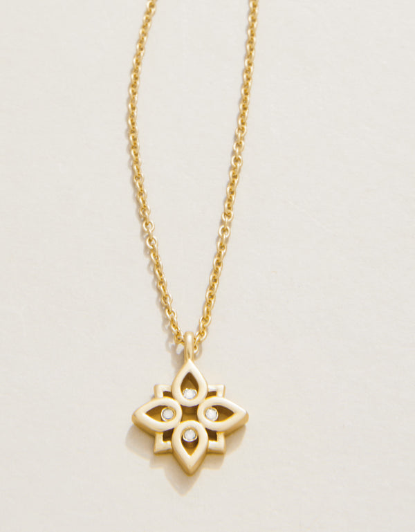 SEA LA VIE NEVER GIVE UP LOTUS 18" GOLD NECKLACE
