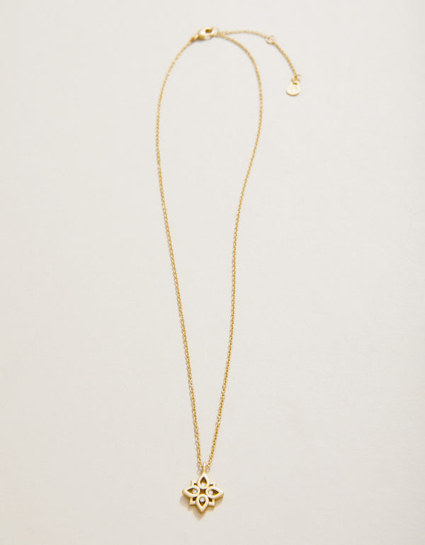 SEA LA VIE NEVER GIVE UP LOTUS 18" GOLD NECKLACE
