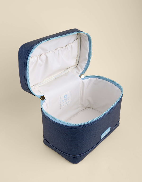 AMANDA NAVY BLUE STRIPE TRAIN CASE