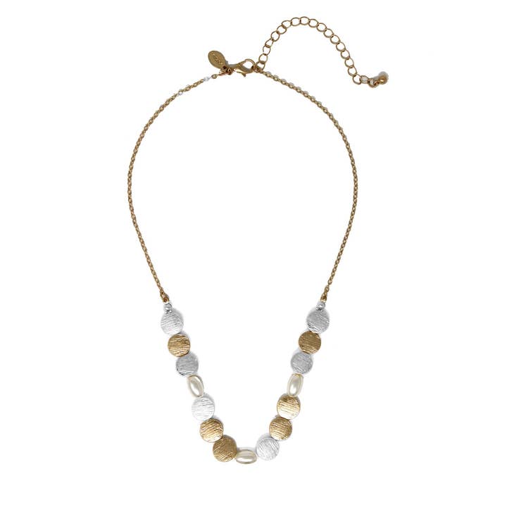 DAN MIXED METAL & PEARL NECKLACE
