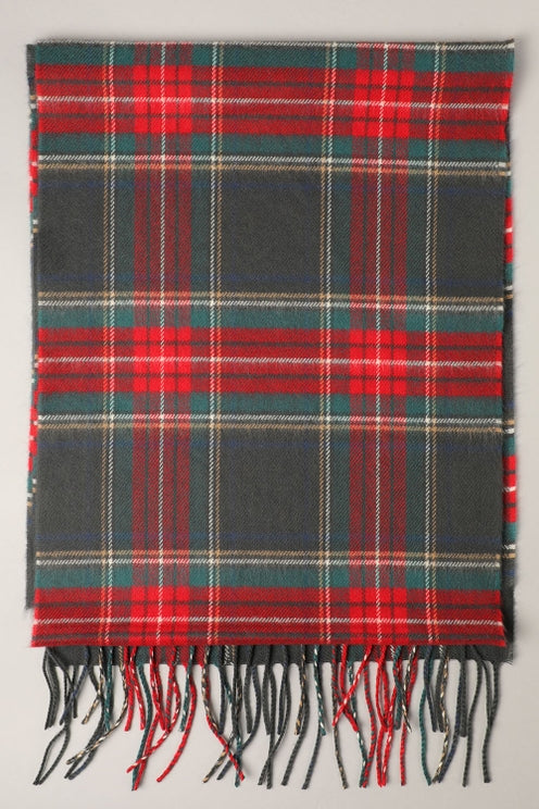 GREY TARTAN PLAID SCARF