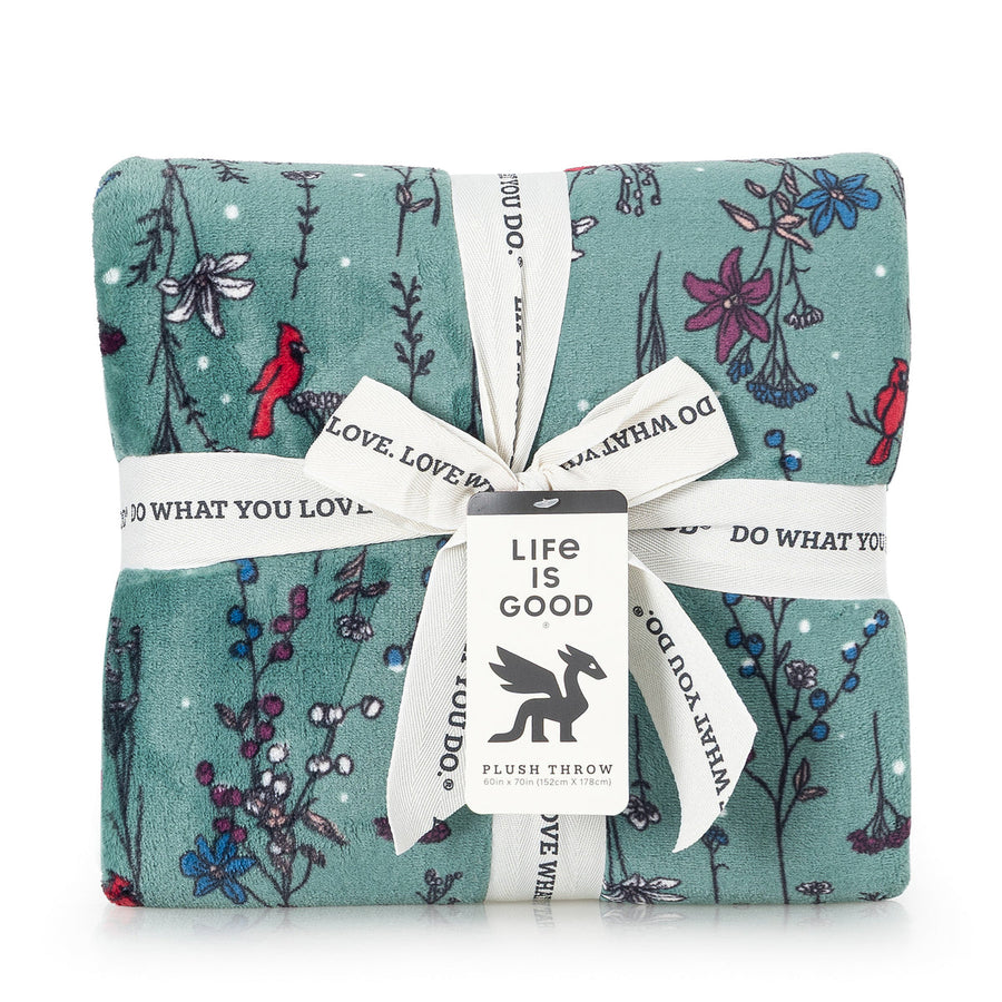 CARDINAL FLORAL PLUSH THROW BLANKET
