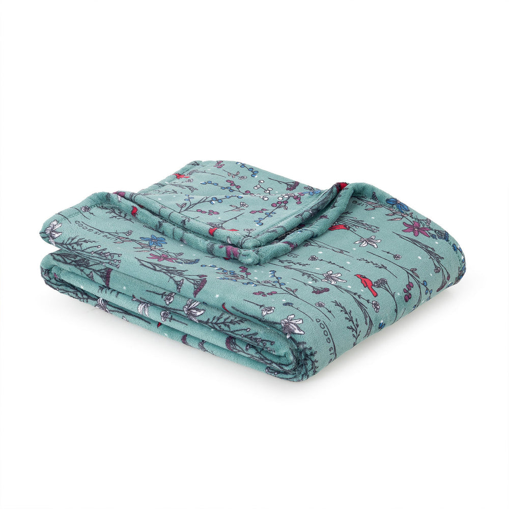 CARDINAL FLORAL PLUSH THROW BLANKET
